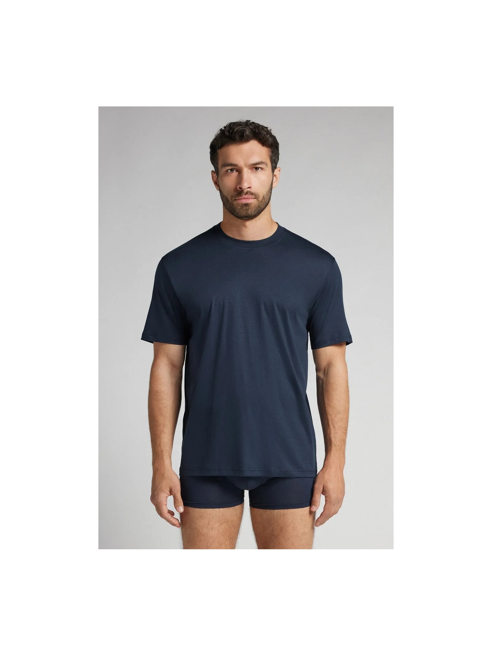 Camiseta De Manga Curta Em Algodão Premium Superlight Azul Intimissimi