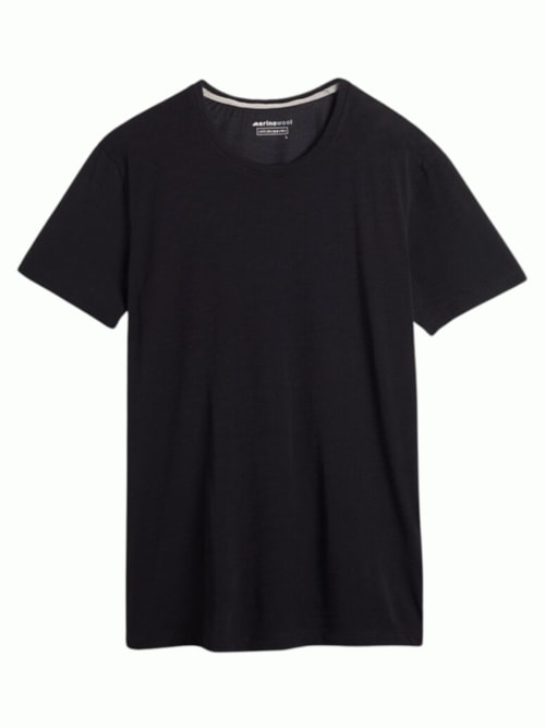 Camiseta De Manga Curta Em Lã Merino Elástica - Preto