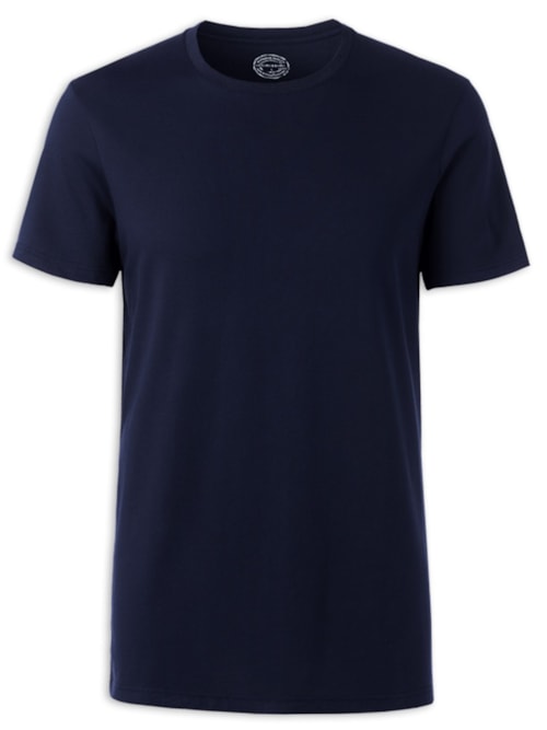 Camiseta De Manga Curta Gola De Algodao Supima® - Azul