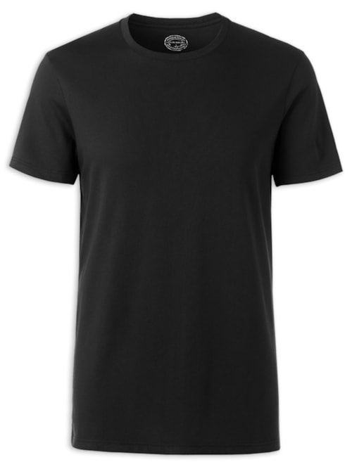 Camiseta De Manga Curta Gola De Algodao Supima® - Preto