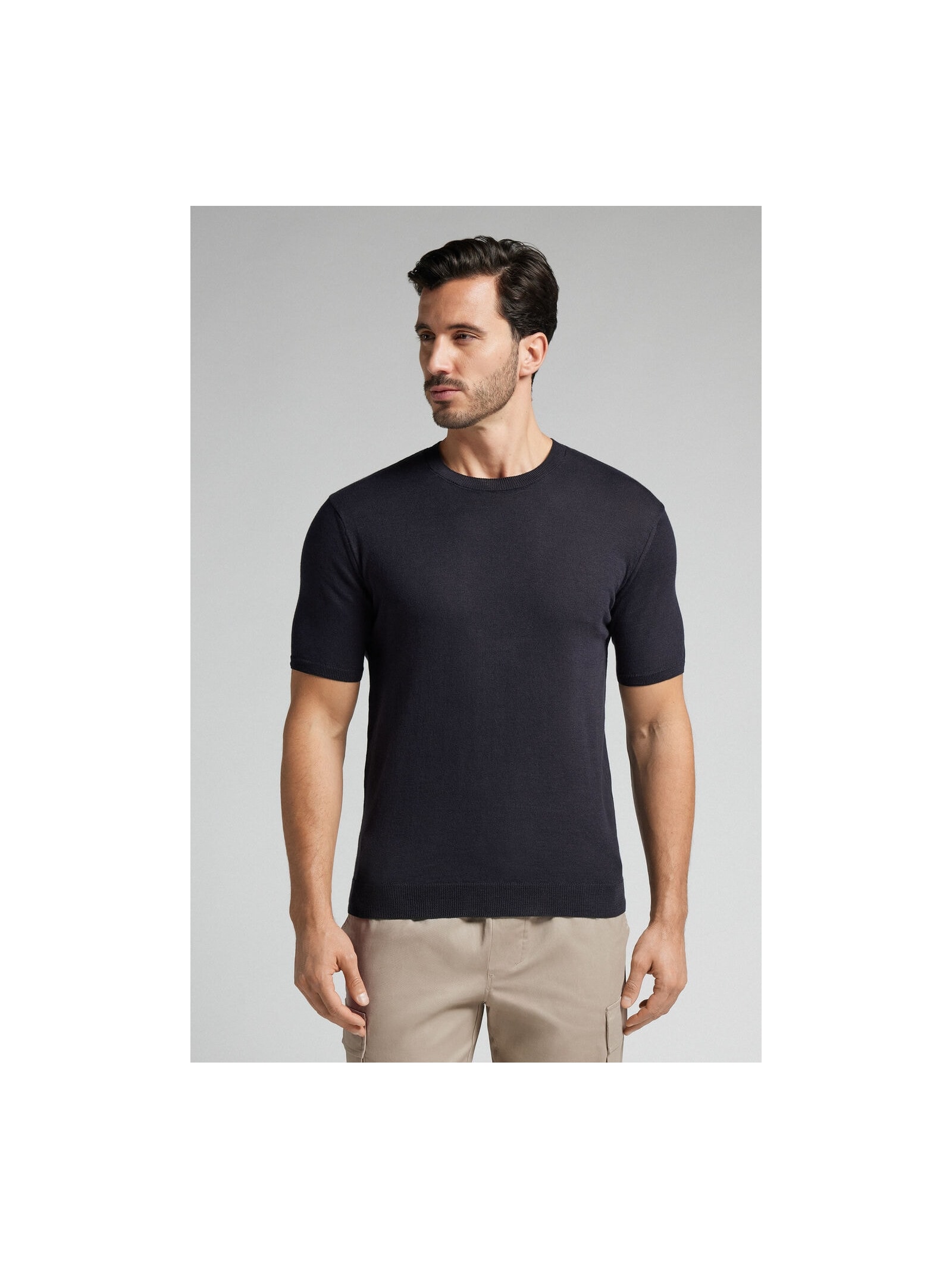 Camiseta Em Algodão Slub Azul Intimissimi