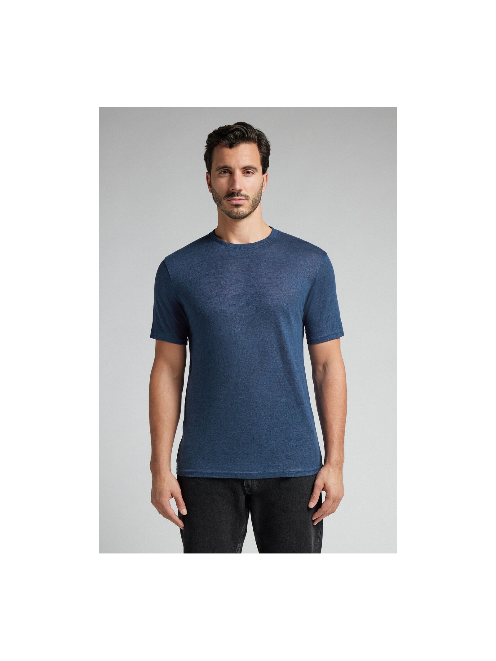 Camiseta Em Linho Azul Intimissimi