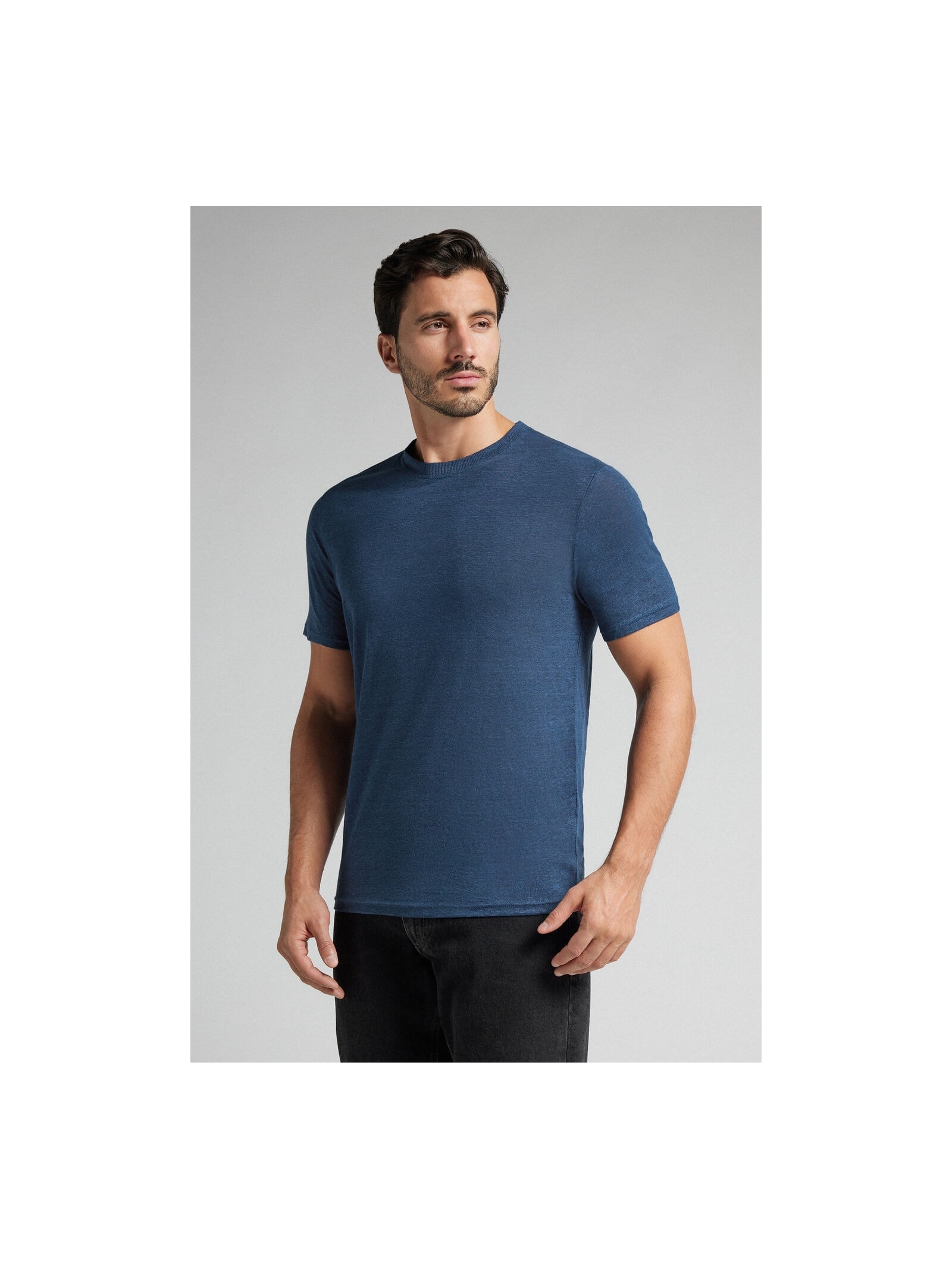 Camiseta Em Linho Azul Intimissimi