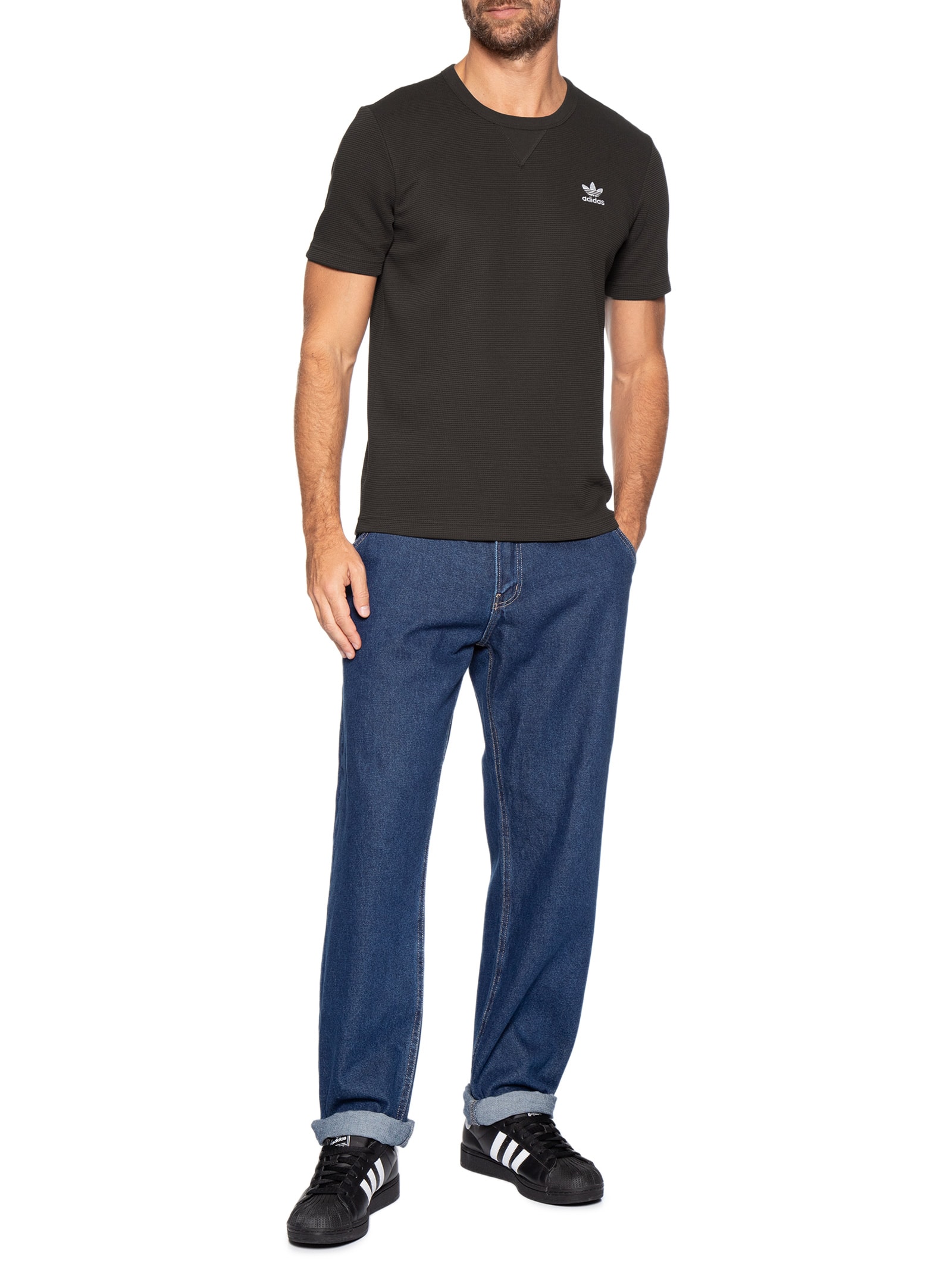 Camiseta Essentials Waffle Marrom Adidas Originals