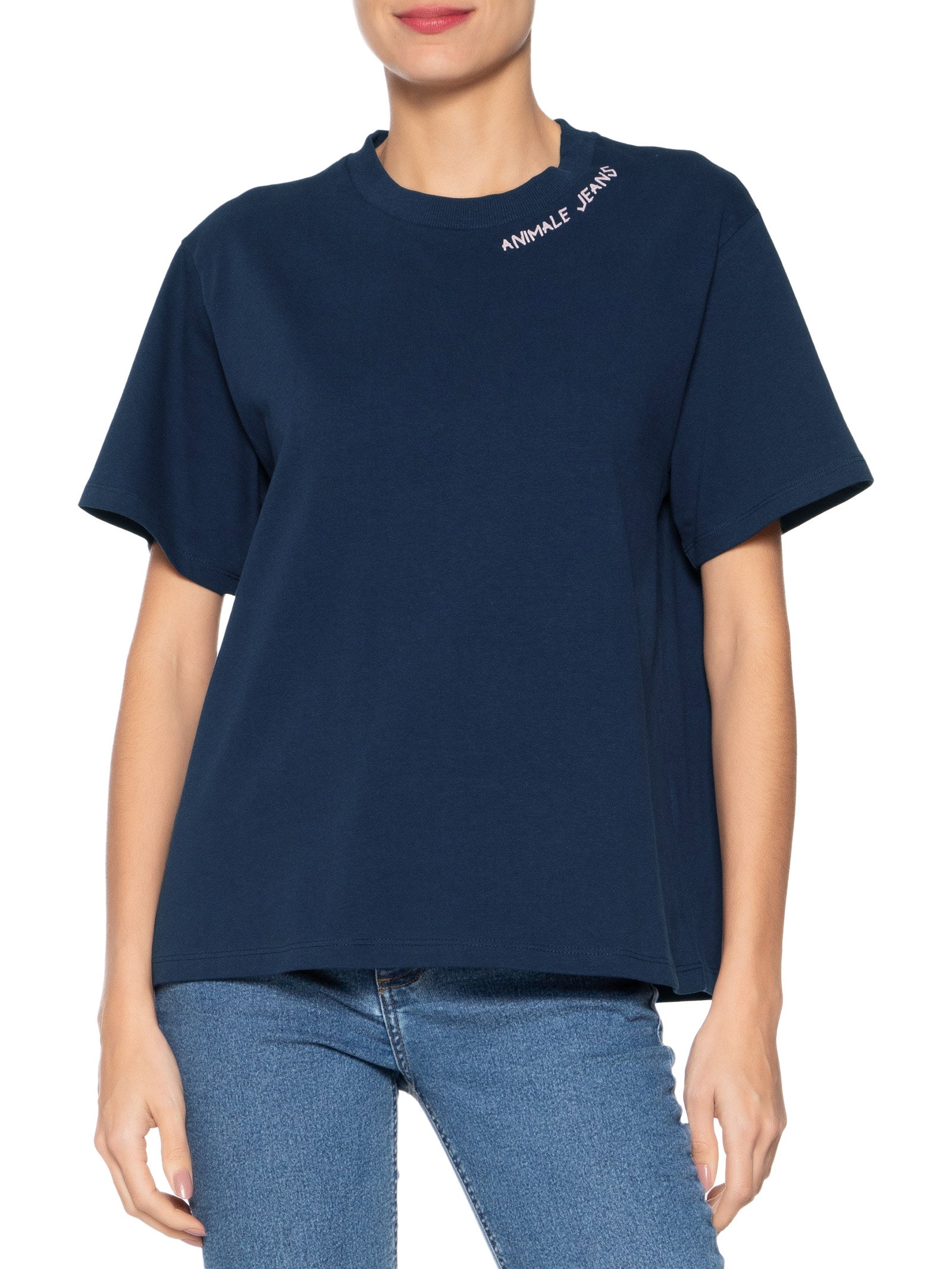 Camiseta Faminina Malha Easy Breeze Azul  Animale Jeans