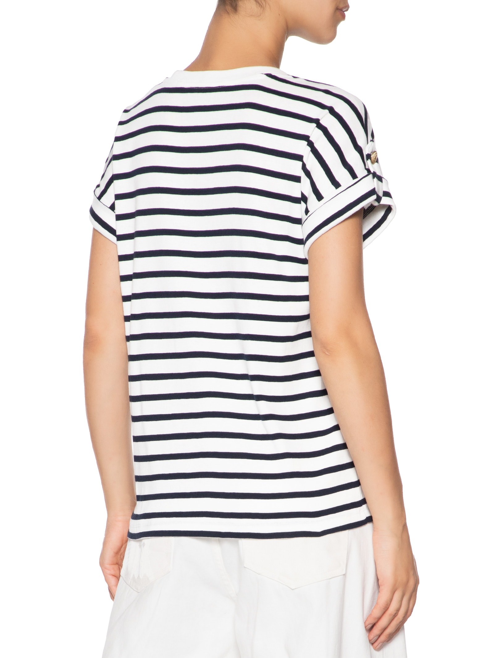 Camiseta Feminina 1x1 Rib S/S Roll Tab Azul Tommy Hilfiger