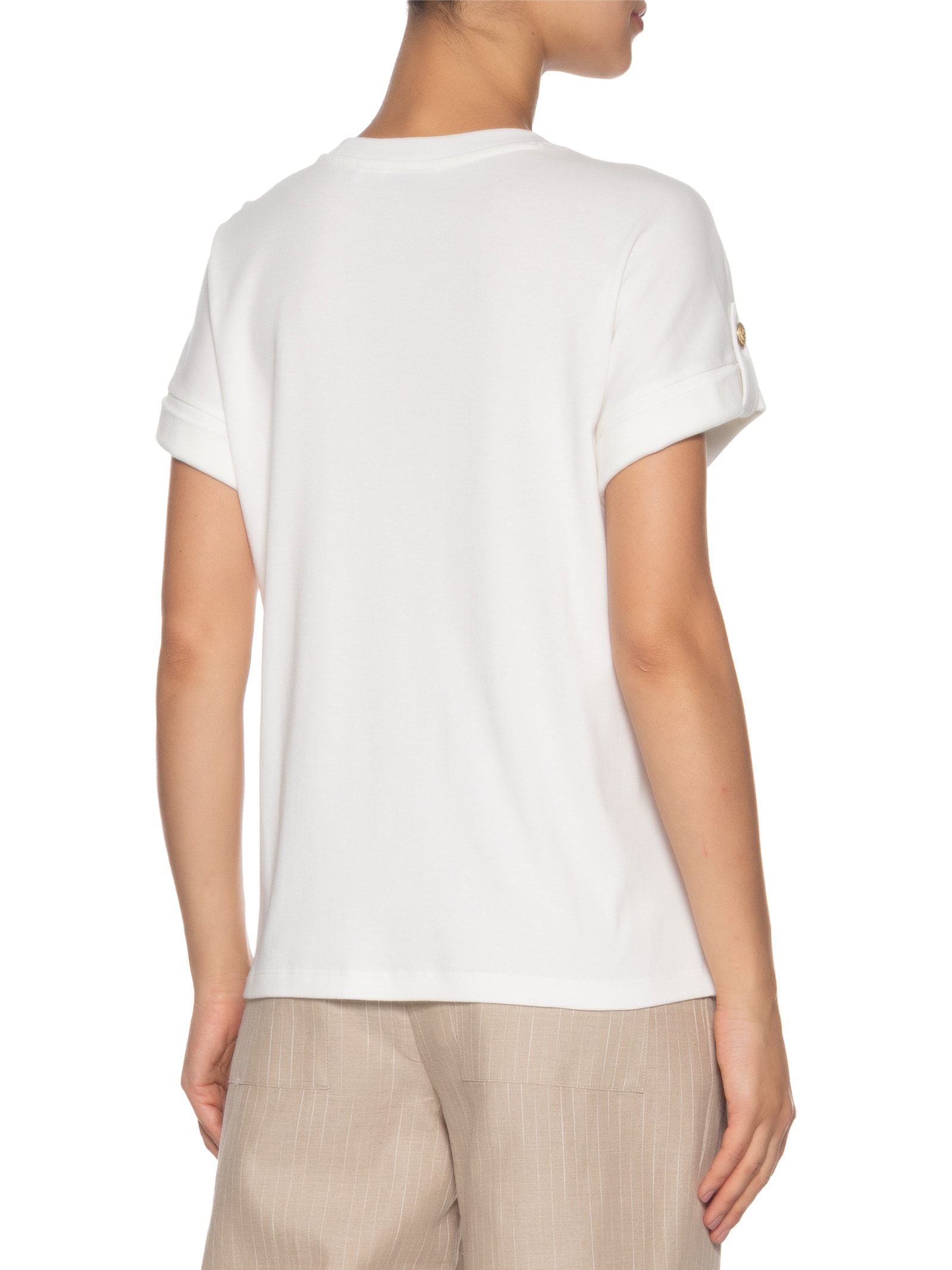 Camiseta Feminina 1x1 Roll Tag Branco Tommy Hilfiger