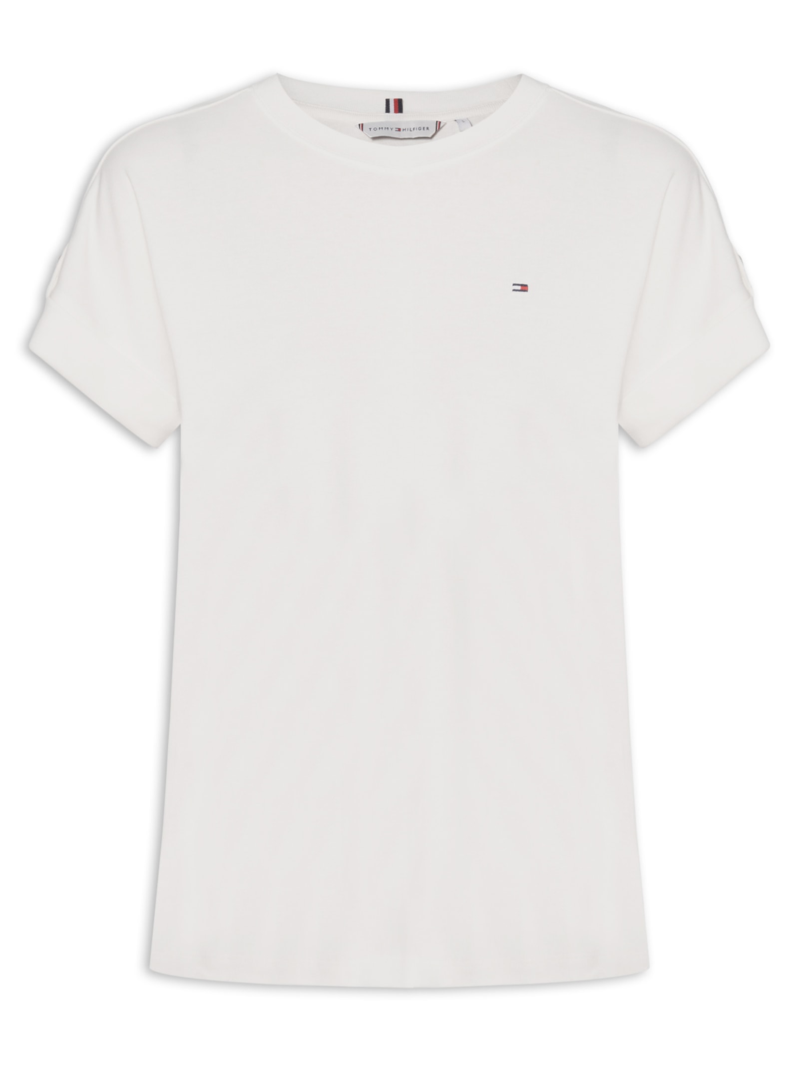 Camiseta Feminina 1x1 Roll Tag Branco Tommy Hilfiger