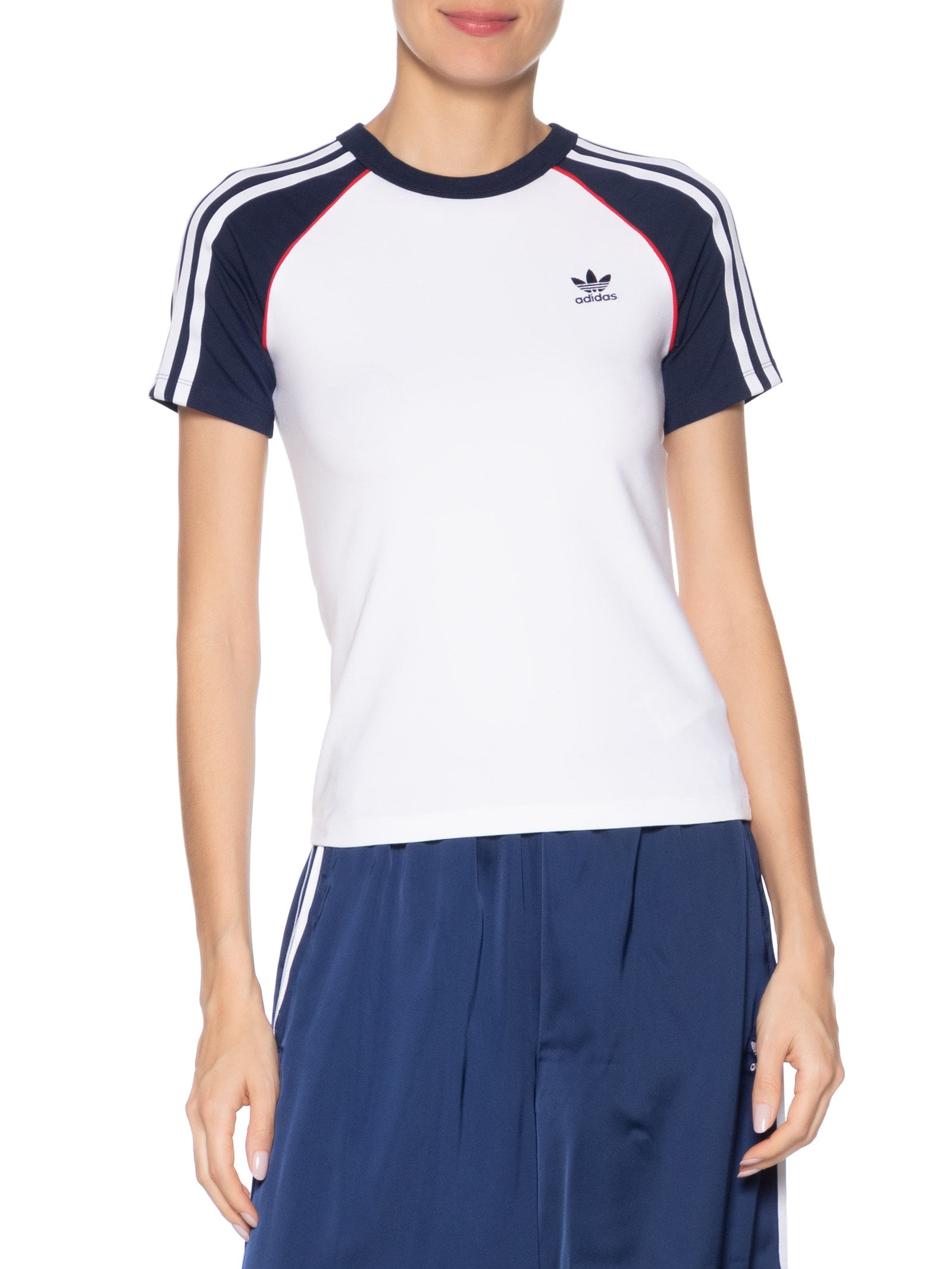 Camiseta Feminina 3S Raglan Slim Branco Adidas Originals