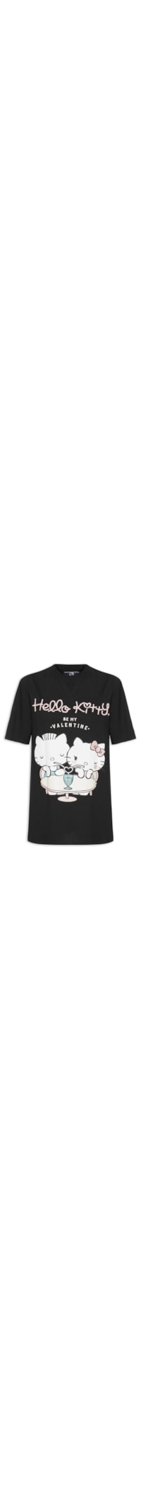 Camiseta Feminina Alongada Hello Kitty - Preto