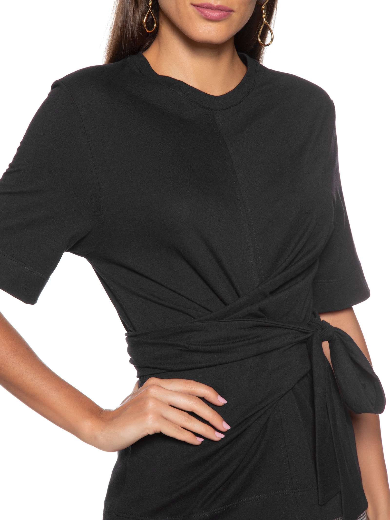 Camiseta Feminina Amarração Cintura Preto  Animale