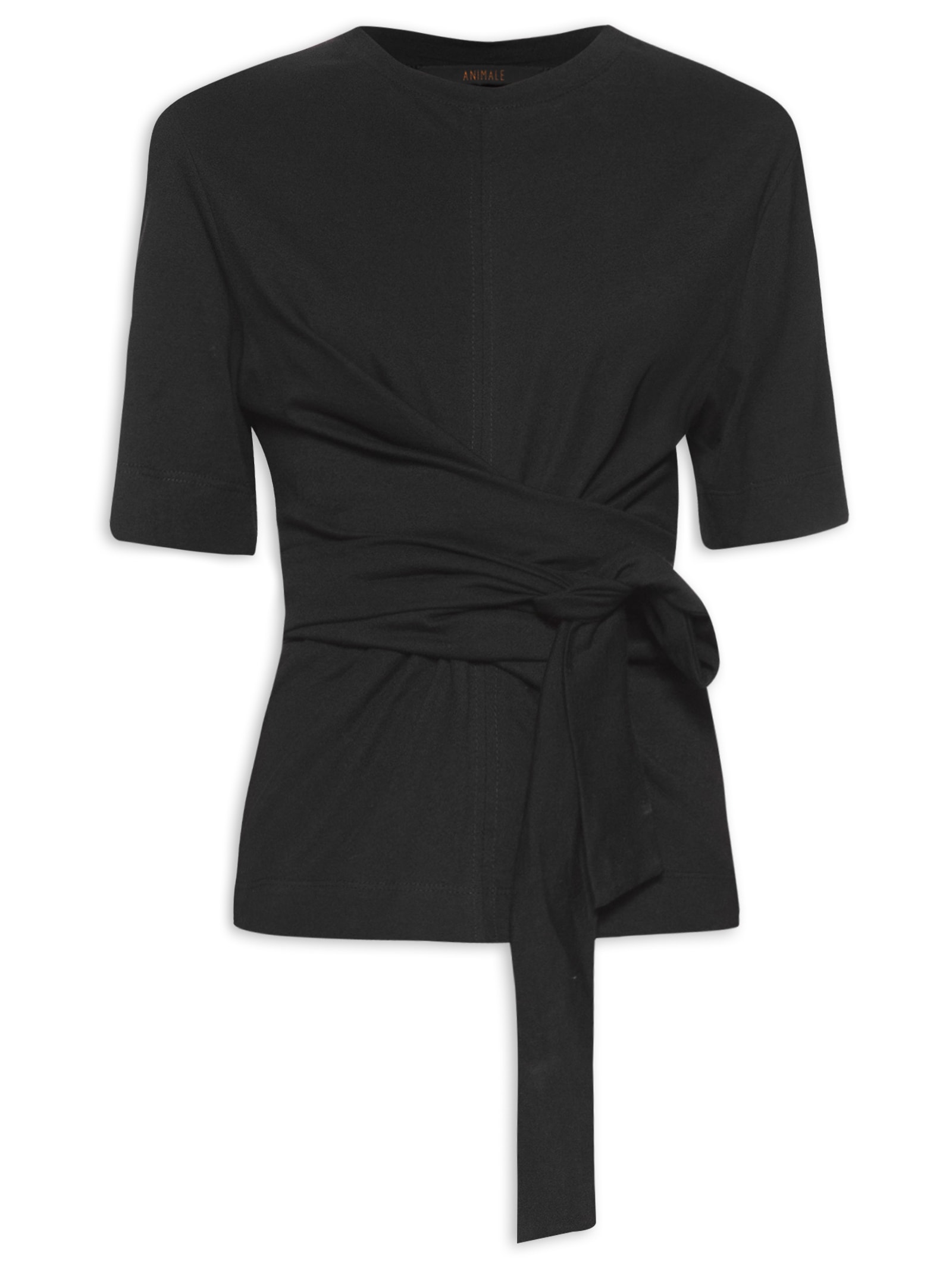 Camiseta Feminina Amarração Cintura Preto  Animale