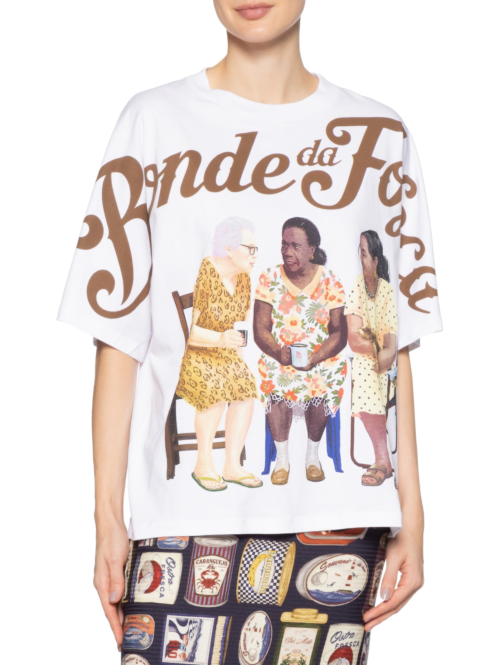 Camiseta Feminina Ampla Bonde Da Fofoca – Branco Farm
