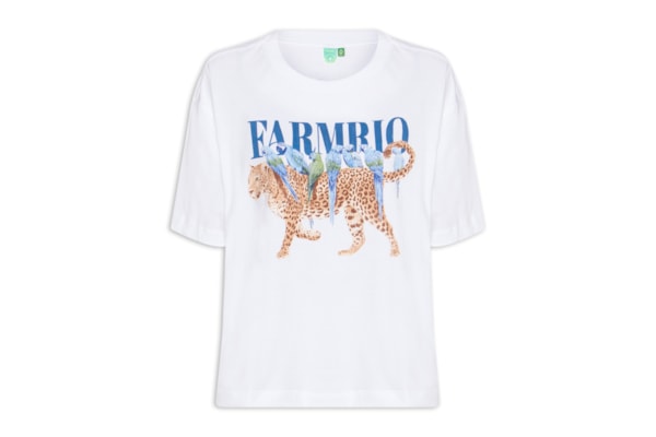 Camiseta Feminina Ampla Onça Pássaros - Branco