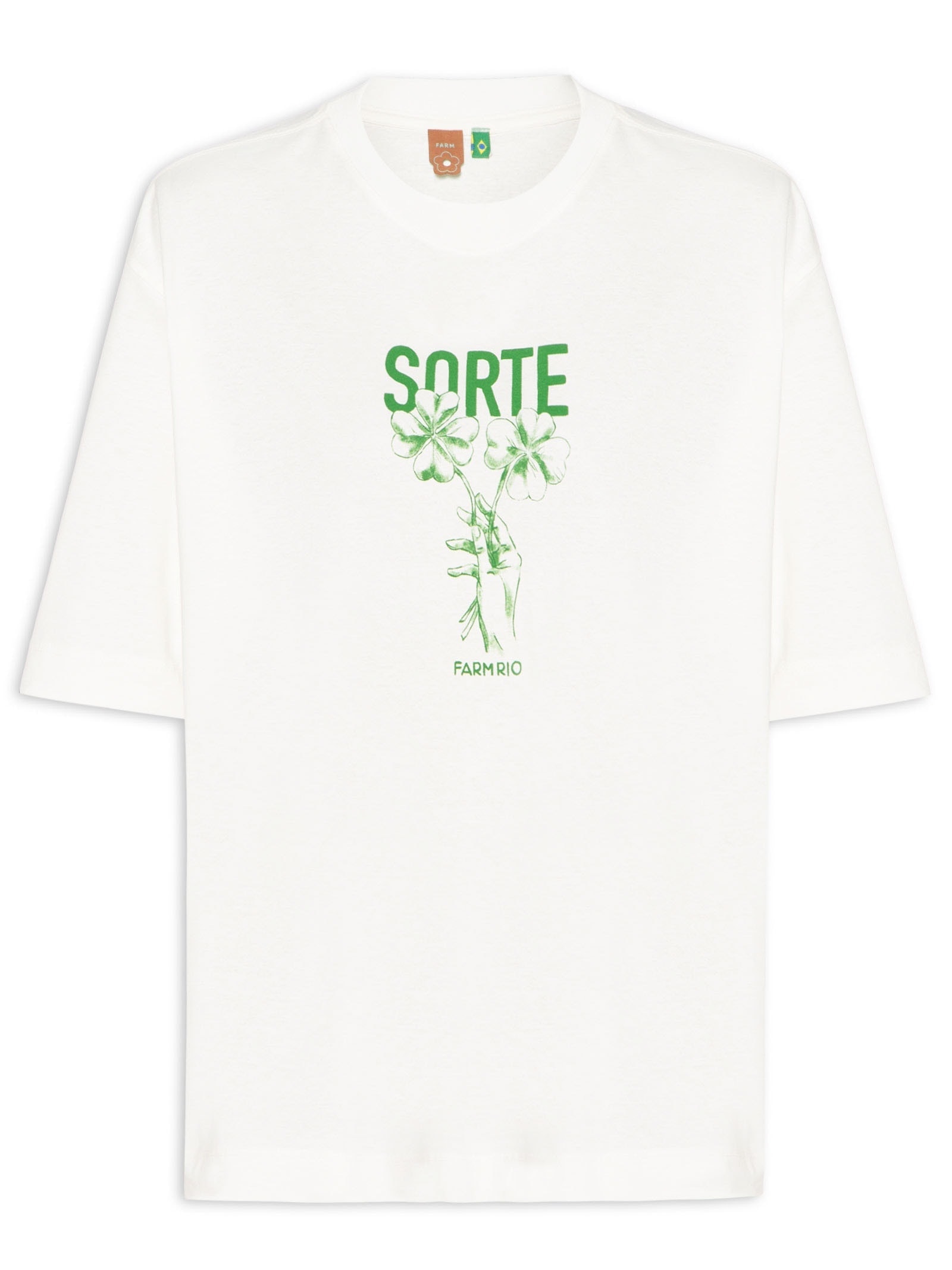 Camiseta Feminina Ampla Sorte Branco Farm