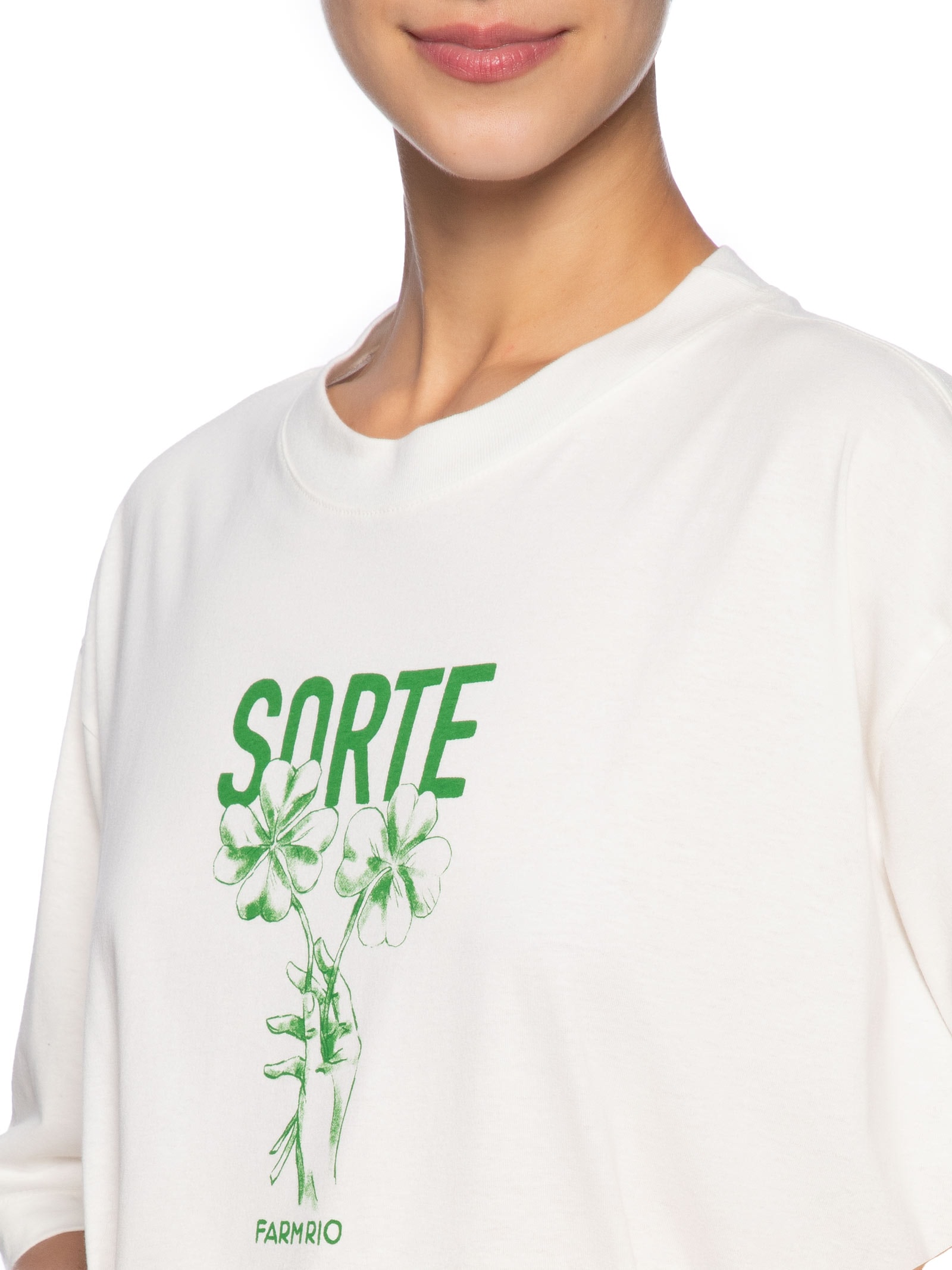 Camiseta Feminina Ampla Sorte Branco Farm