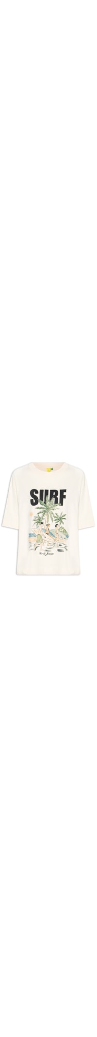 Camiseta Feminina Ampla Surf Rio - Bege