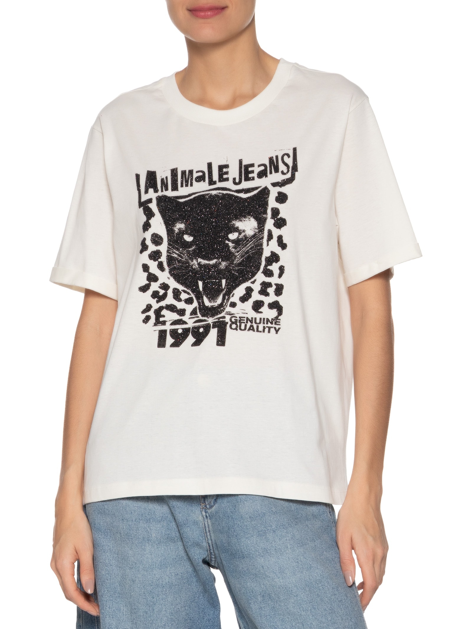 Camiseta Feminina Angry Panther Branco Animale Jeans