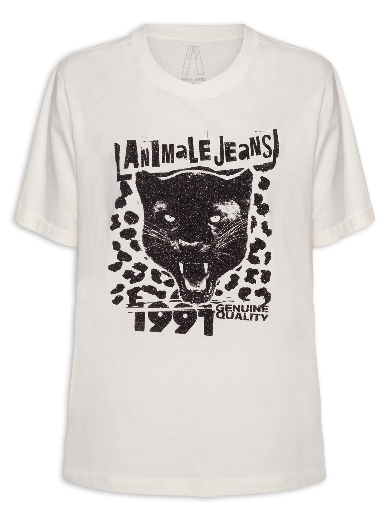 Camiseta Feminina Angry Panther Branco Animale Jeans