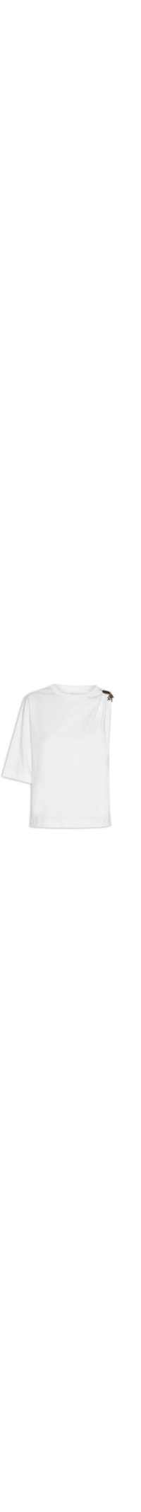Camiseta Feminina Assimétrica Com Metal - Off White