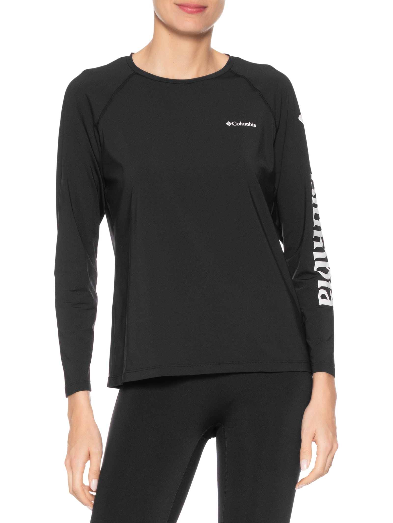 Camiseta Feminina Aurora Ml Preto Columbia