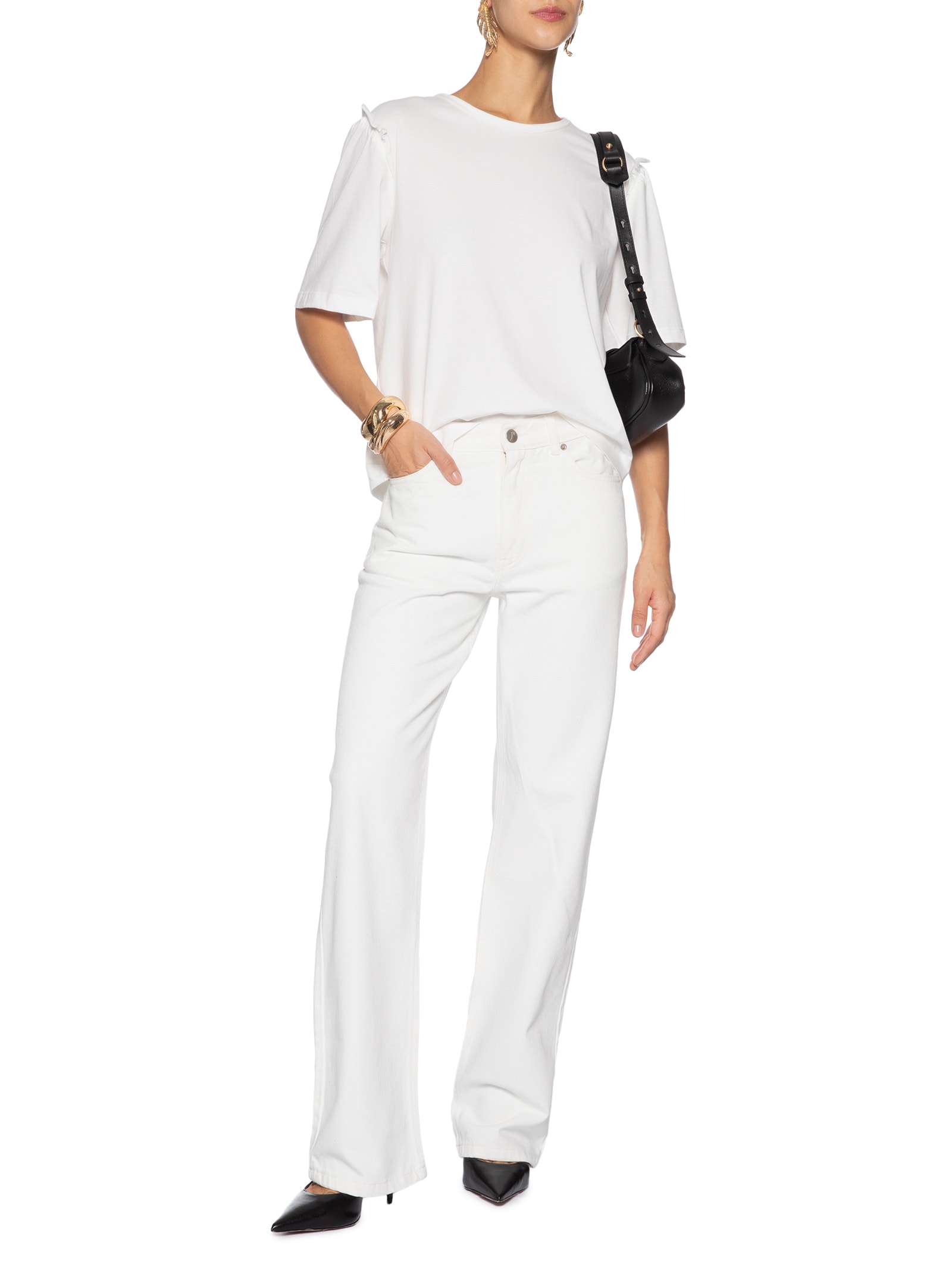 Camiseta Feminina Babado Manga Branco Animale