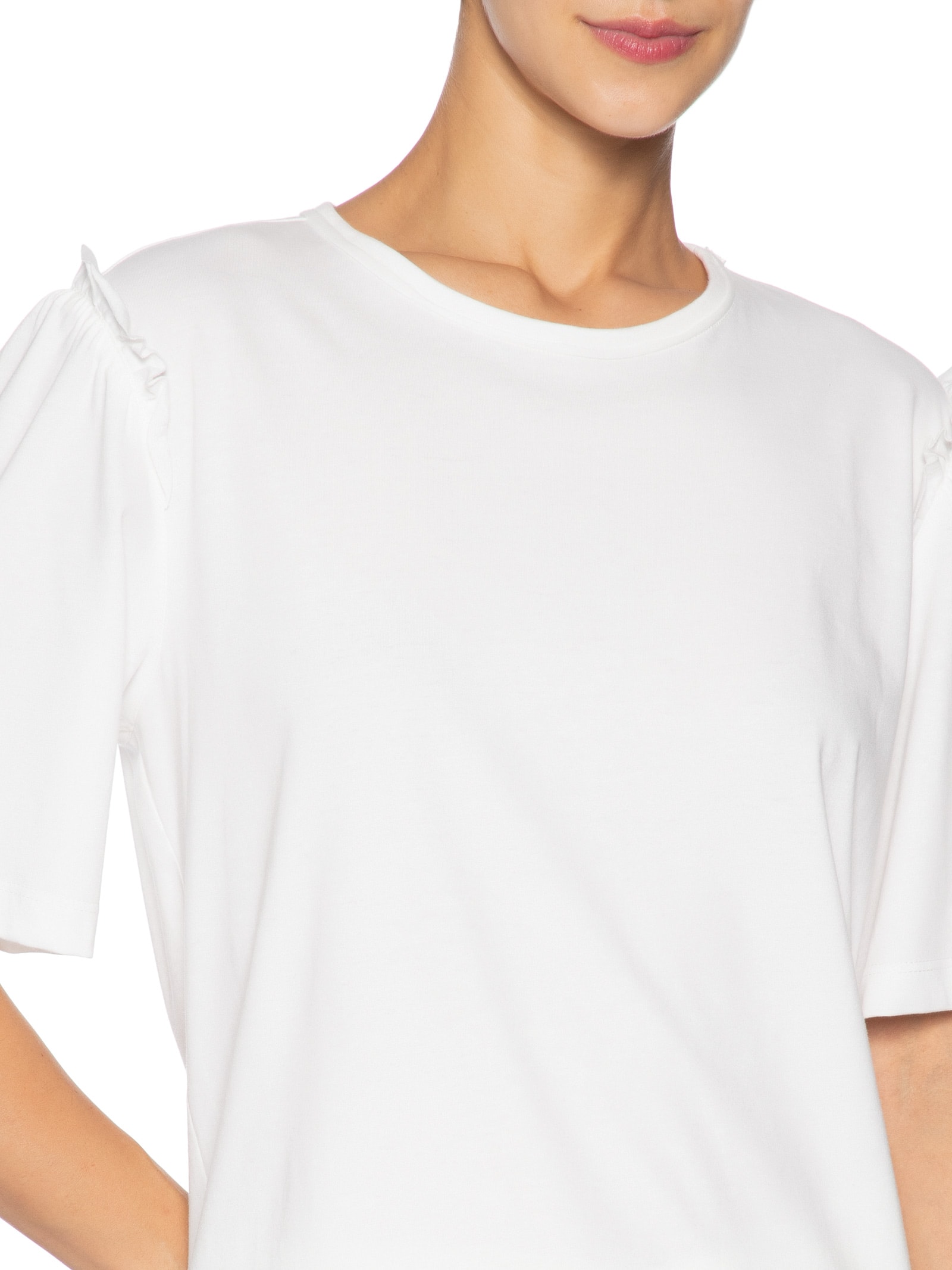 Camiseta Feminina Babado Manga Branco Animale