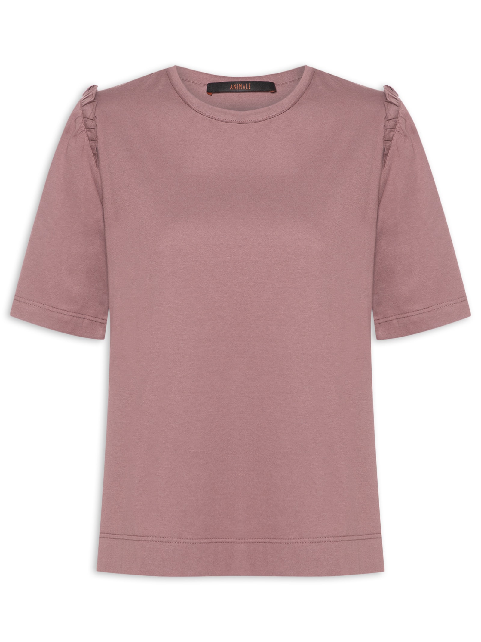 Camiseta Feminina Babado Manga Marrom Animale