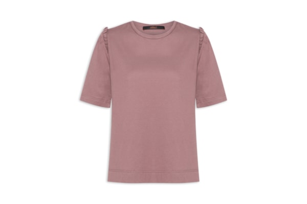 Camiseta Feminina Babado Manga - Marrom