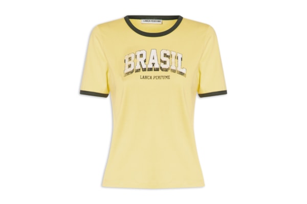 Camiseta Feminina Baby Look Bicolor - Amarelo