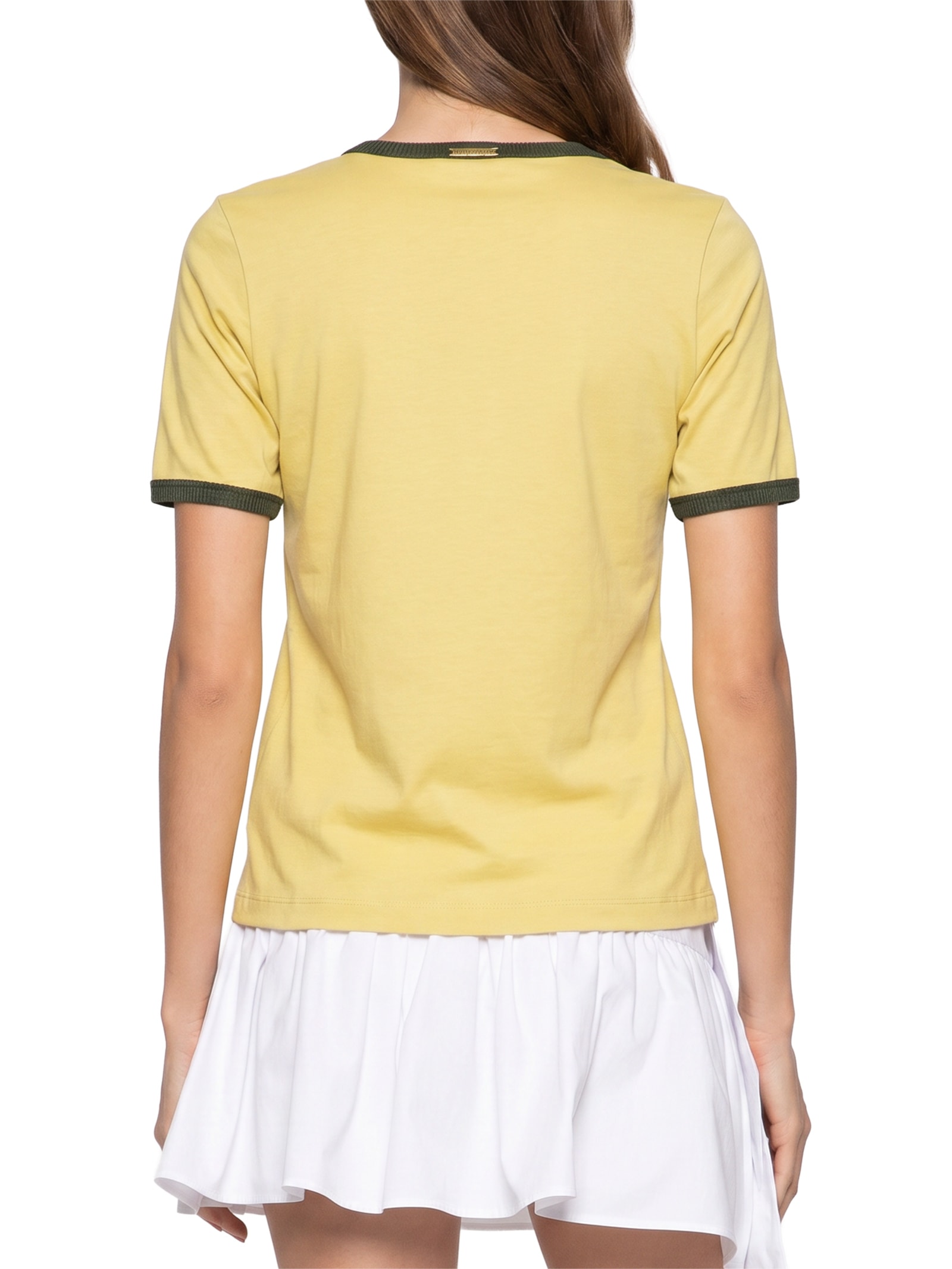 Camiseta Feminina Baby Look Bicolor Amarelo Lança Perfume