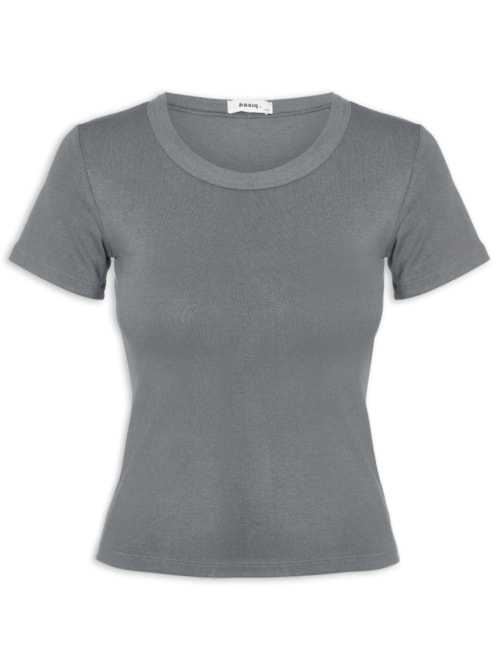 Camiseta Feminina Baby Look Canelada - Cinza