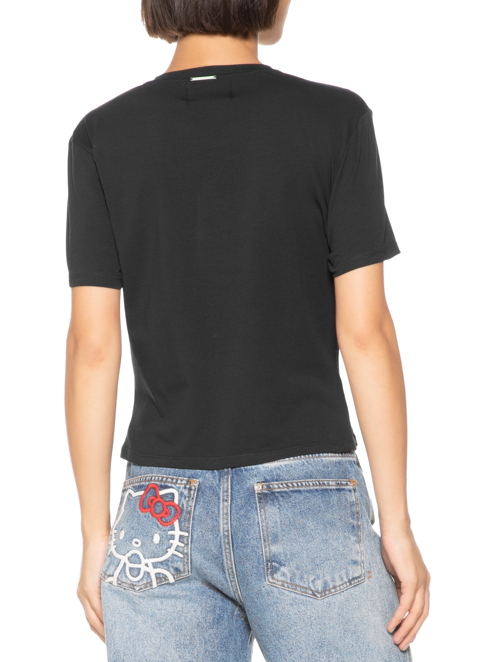 Camiseta Feminina Baby Look com Bordado Preto My Favorite Things + Hello Kitty
