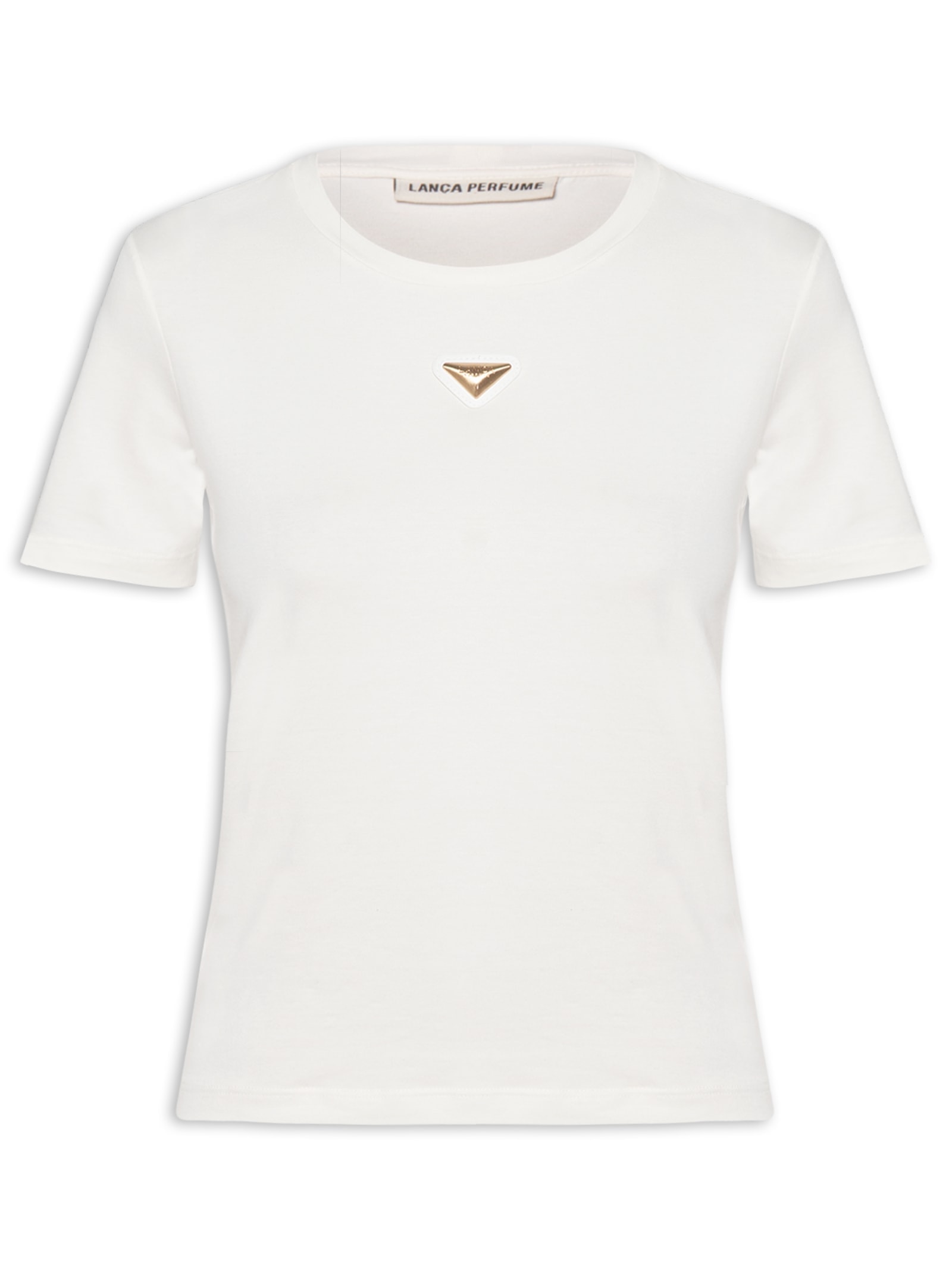 Camiseta Feminina Baby Look Com Placa Branco Lança Perfume
