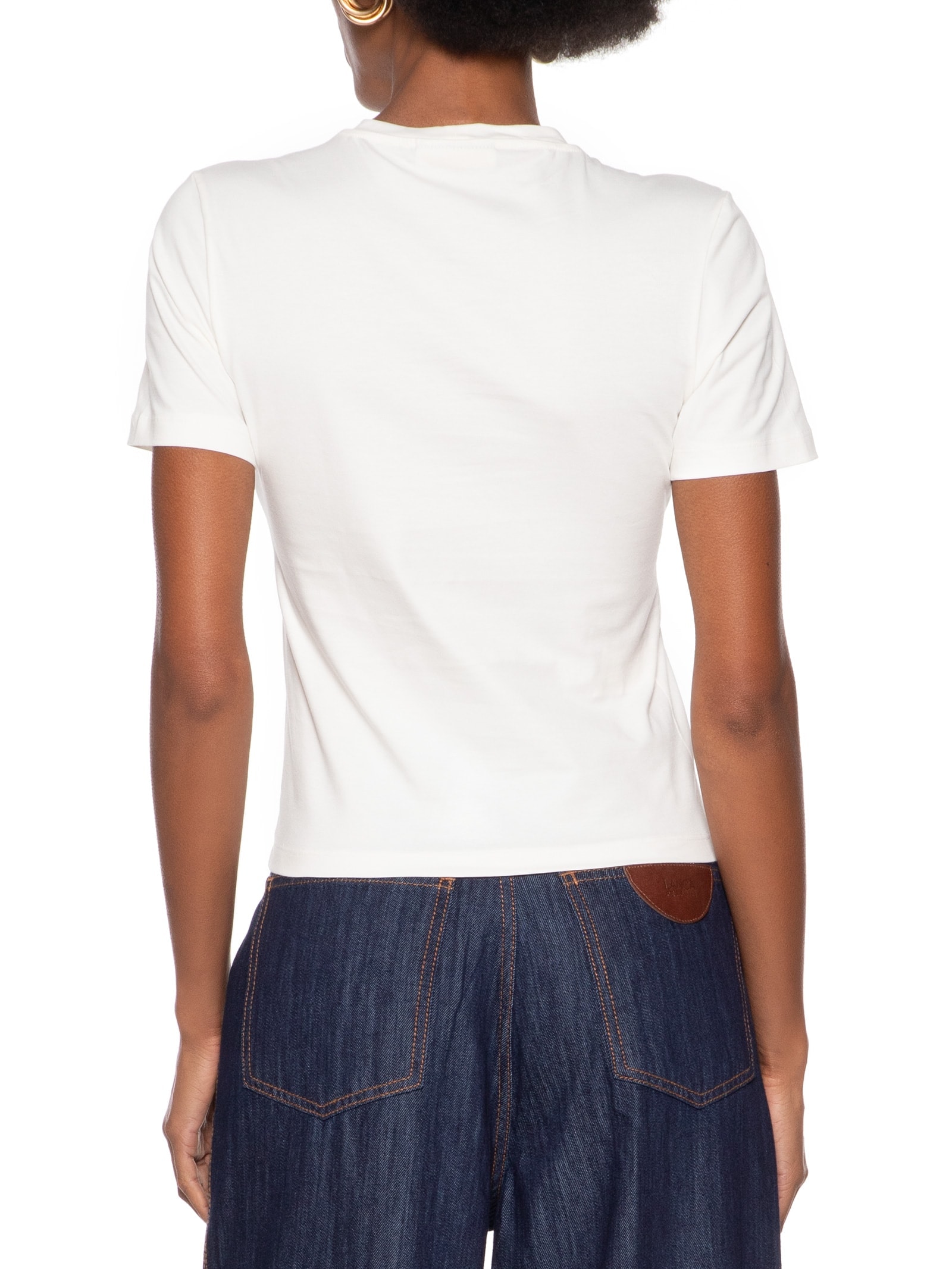 Camiseta Feminina Baby Look Com Placa Branco Lança Perfume