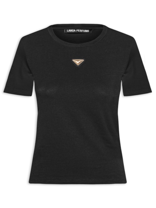 Camiseta Feminina Baby Look Com Placa – Preto