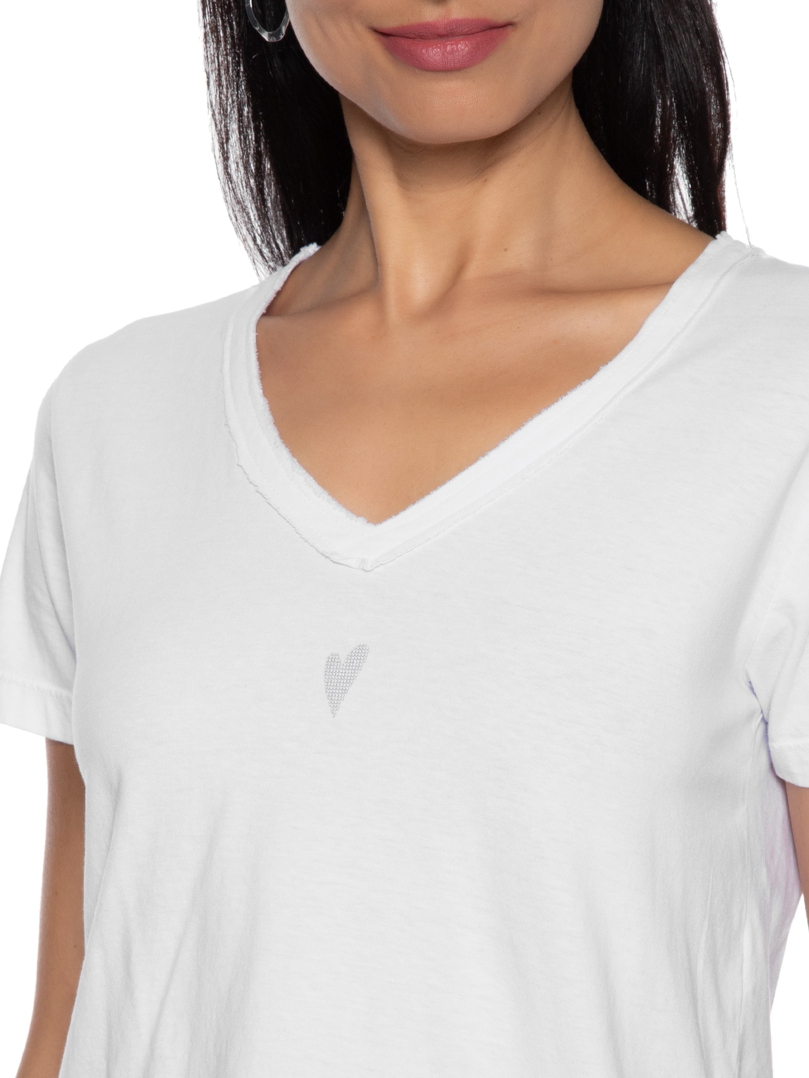 Camiseta Feminina Basic Heart Branco Twenty Four Seven