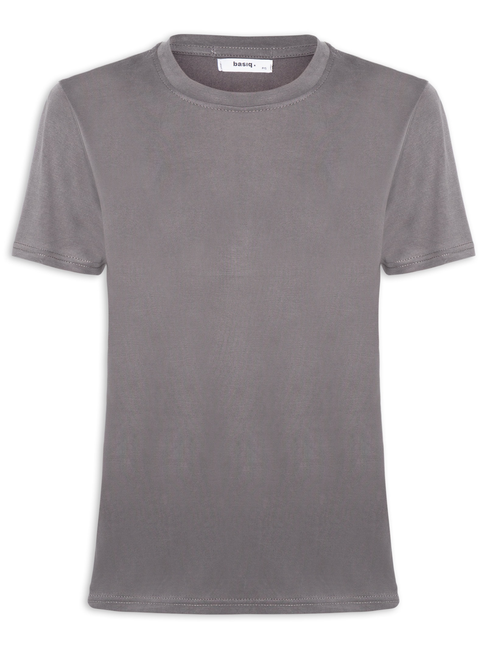 Camiseta Feminina Básica Alongada Cinza Basiq
