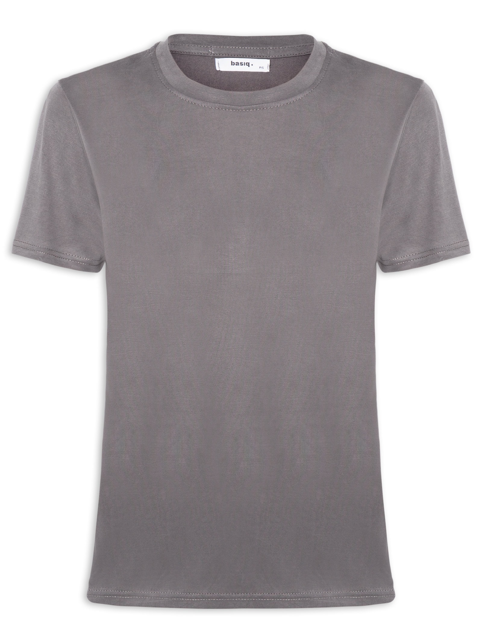 Camiseta Feminina Básica Alongada Cinza Basiq