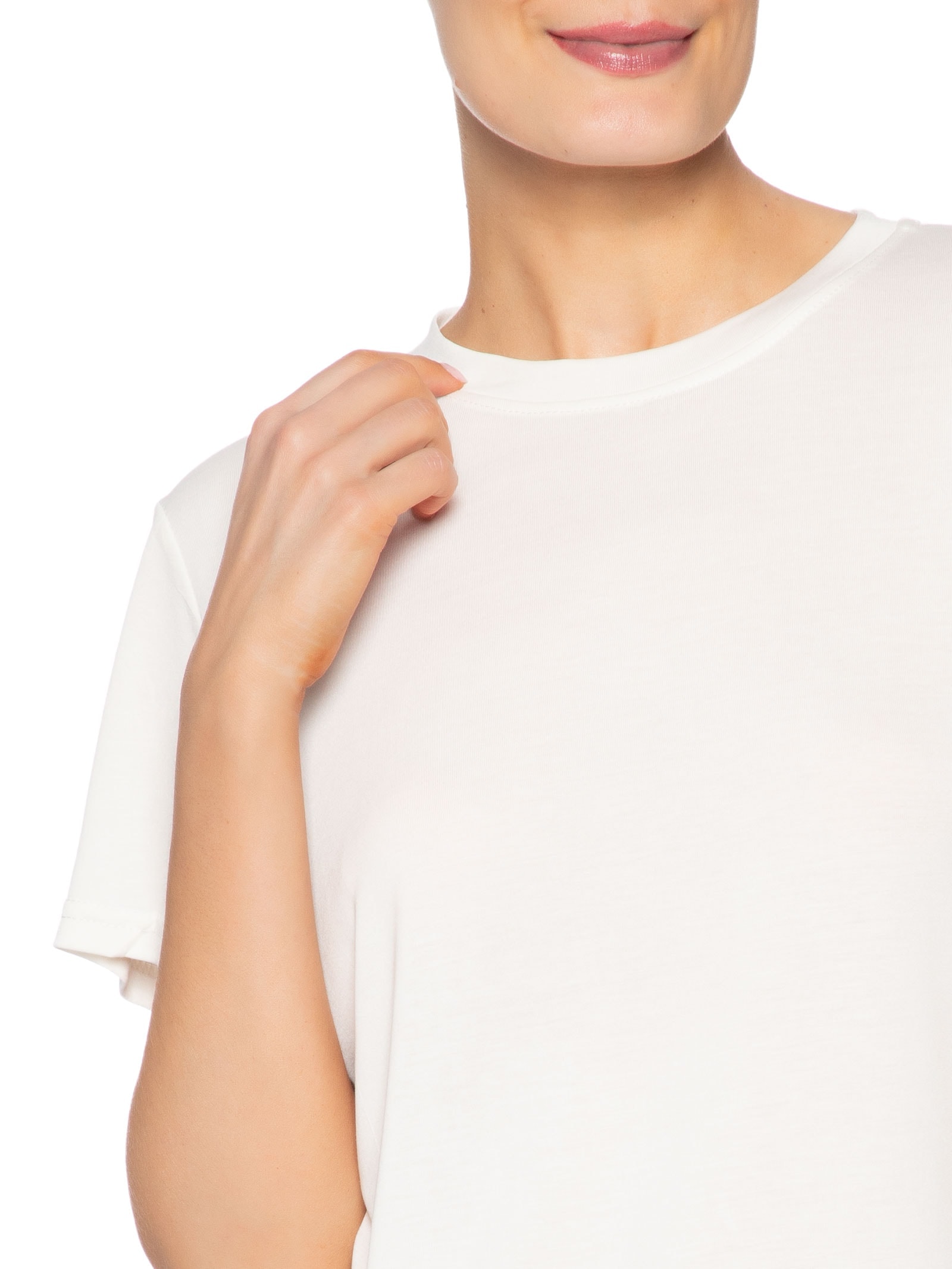 Camiseta Feminina Básica Alongada Off White Basiq