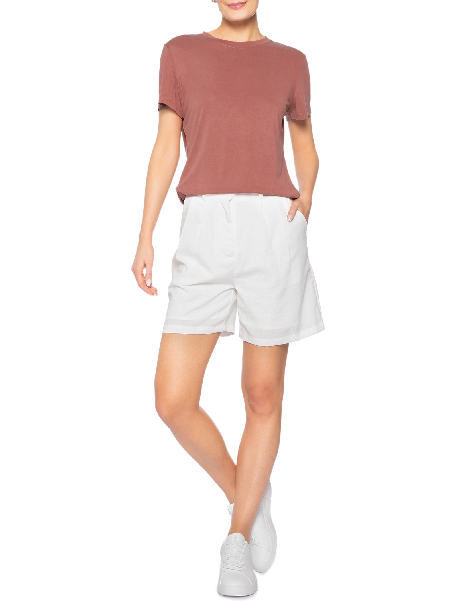 Camiseta Feminina Básica Alongada Vermelho Basiq