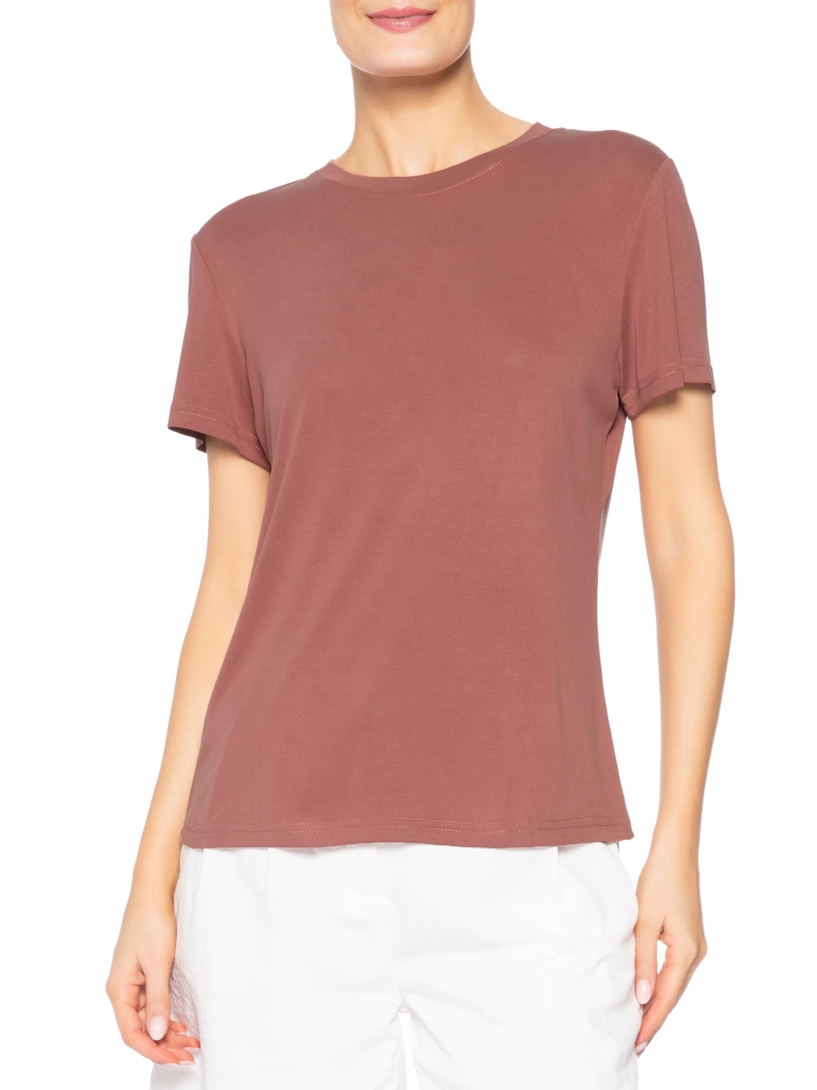 Camiseta Feminina Básica Alongada Vermelho Basiq