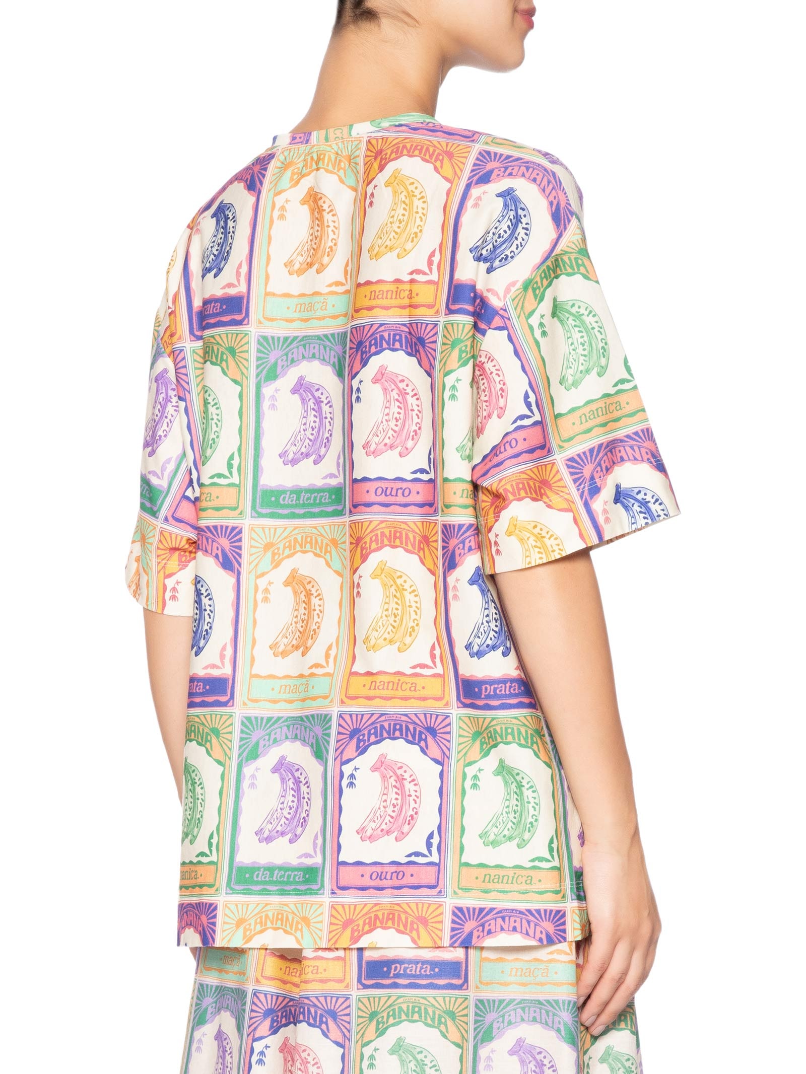 Camiseta Feminina Básica Banana Selo Off White Farm