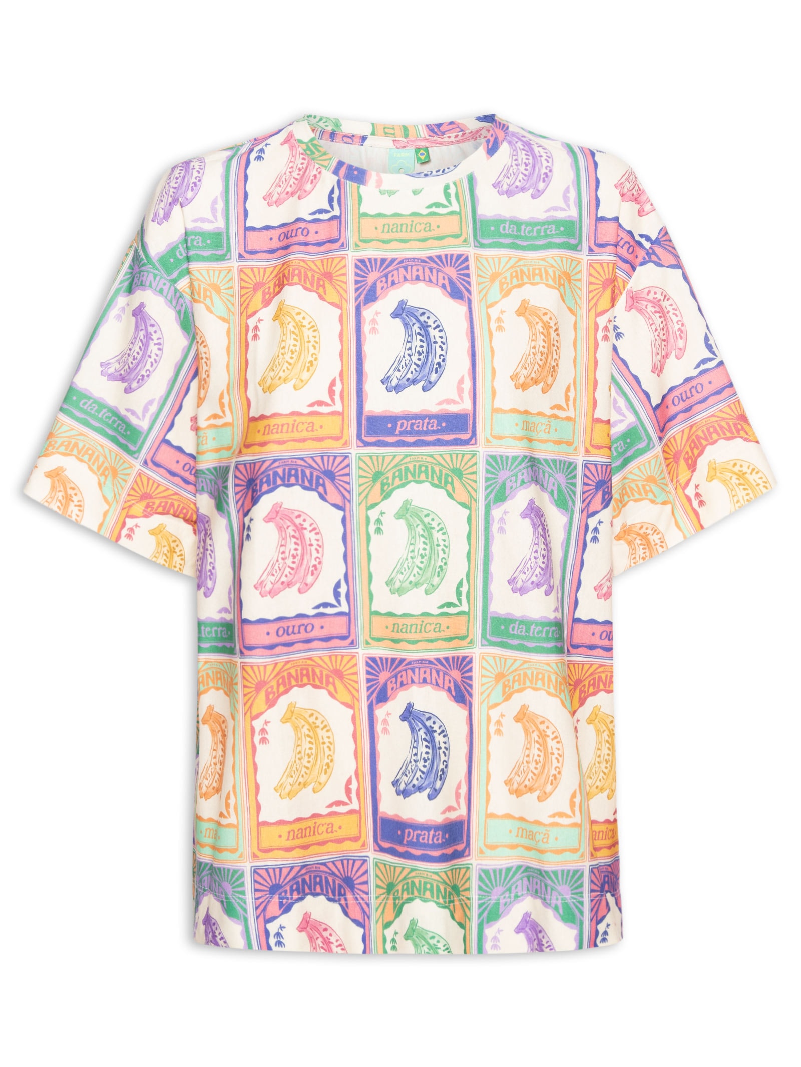 Camiseta Feminina Básica Banana Selo Off White Farm