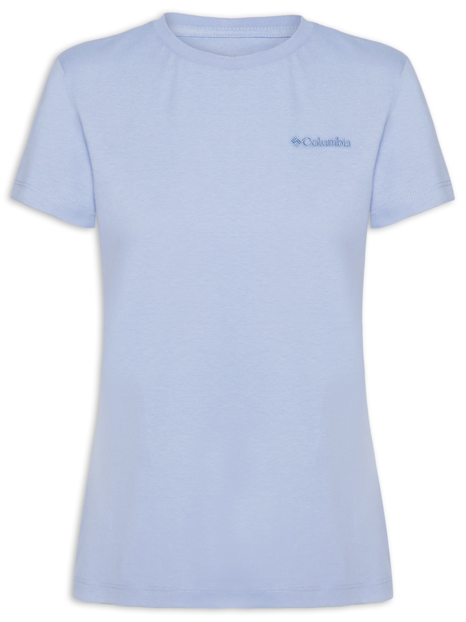 Camiseta Feminina Básica Bordado Azul Columbia