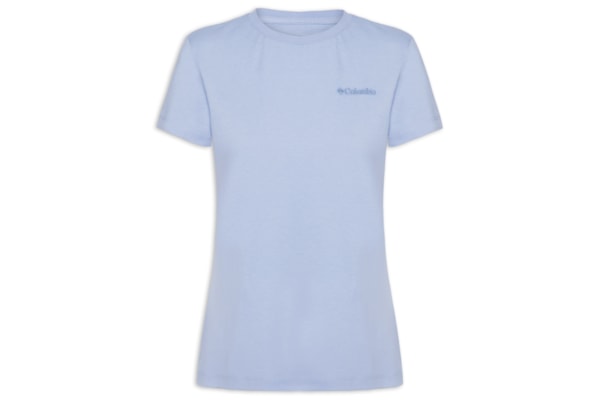 Camiseta Feminina Básica Bordado - Azul