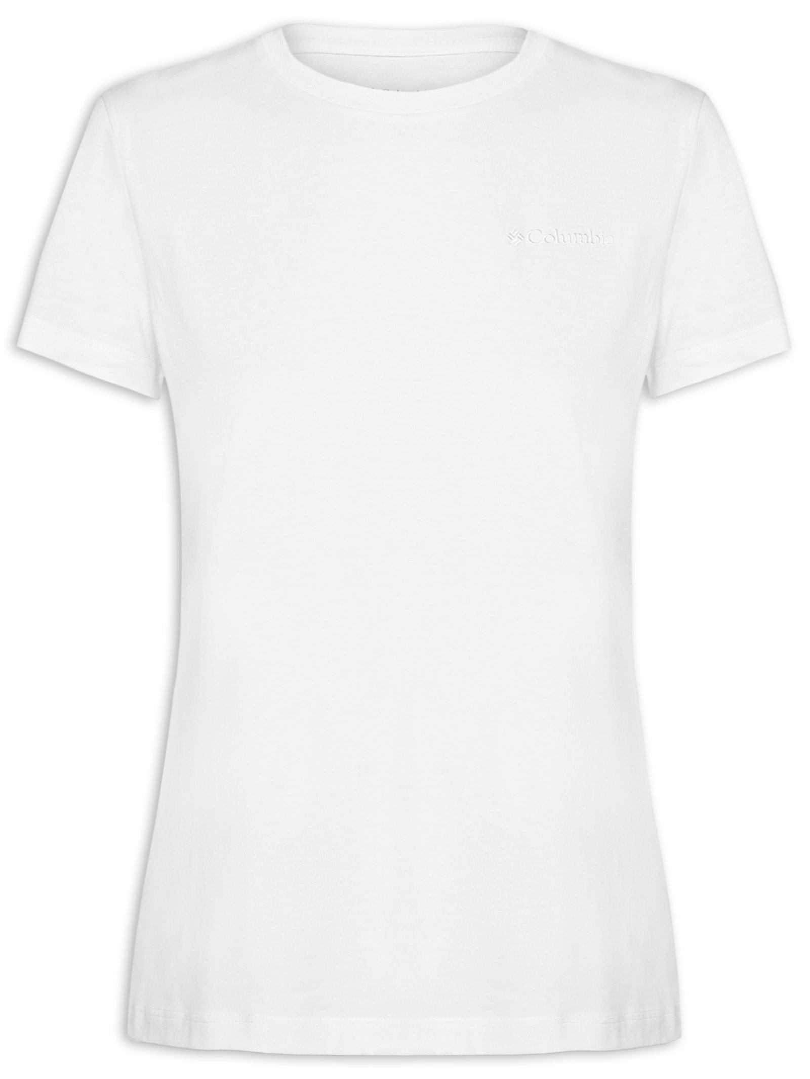 Camiseta Feminina Básica Bordado Branco Columbia