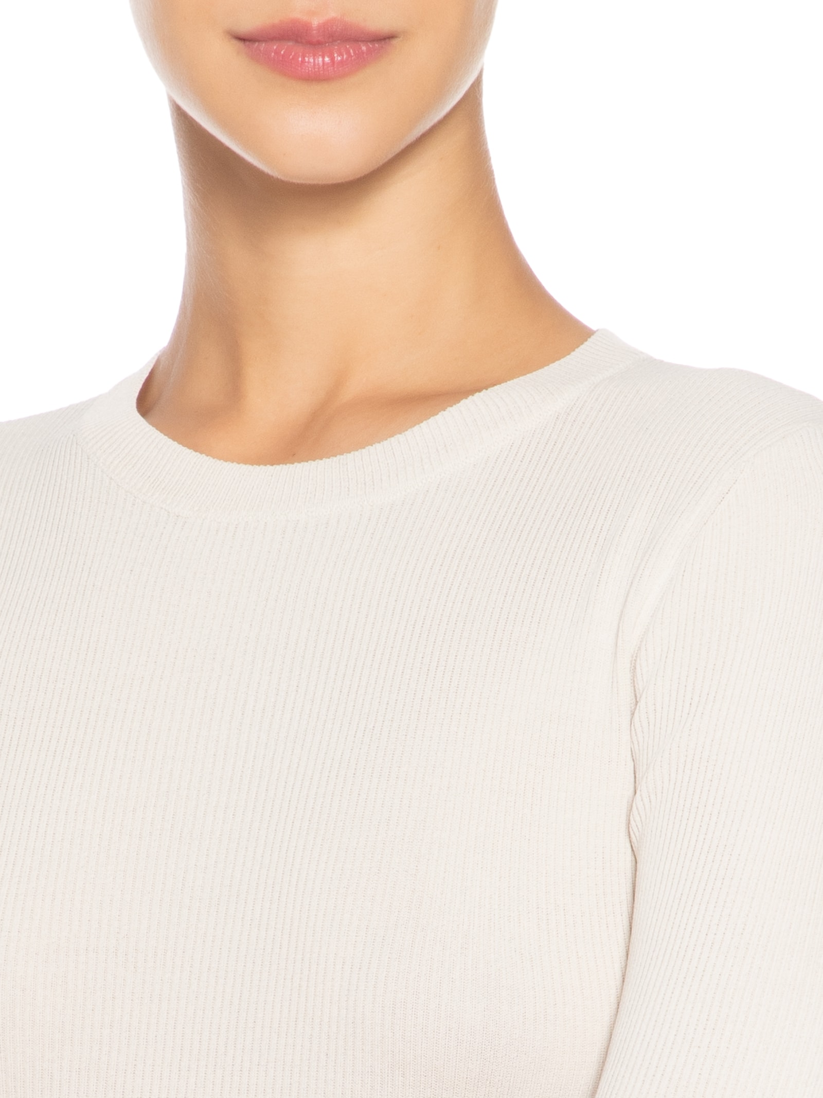 Camiseta Feminina Básica Canelada Tricot Color Bege Animale