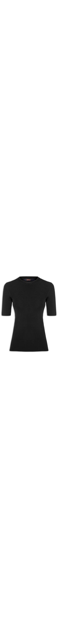 Camiseta Feminina Básica Canelada Tricot - Preto