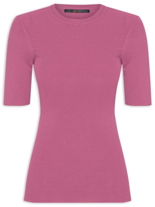 Camiseta Feminina Básica Canelada Tricot – Rosa
